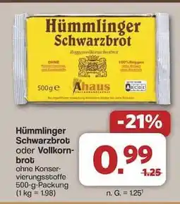Famila Nord Ost Hümmlinger Schwarzbrot oder Vollkornbrot Angebot
