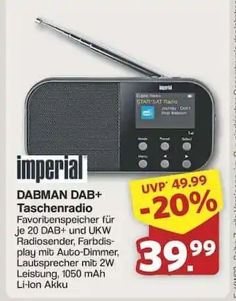 Famila Nord Ost Imperial DABMAN DAB+ Taschenradio Angebot