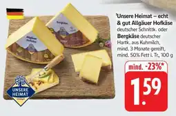 Edeka Unsere Heimat Allgäuer Hofkäse oder Bergkäse Angebot