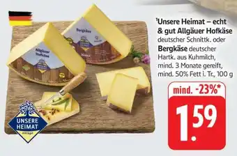 Edeka Unsere Heimat Allgäuer Hofkäse oder Bergkäse Angebot