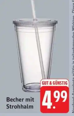 Edeka Becher mit Strohhalm Angebot