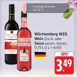 Edeka Württemberg WZG Wein Q.b.A. oder Secco Angebot