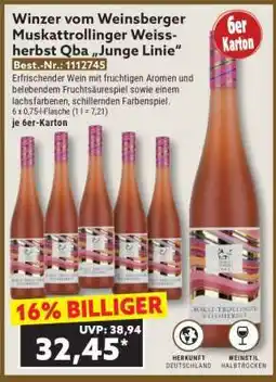 Norma Winzer vom Weinsberger Muskattrollinger Weissherbst Qba „Junge Linie“ Angebot