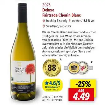 Lidl Deluxe Fairtrade Chenin Blanc Angebot