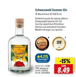 Lidl Schwarzwald Sommer Gin Angebot