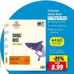 Lidl Cimarosa Shiraz Rosé 3-l-Bag-in-Box Angebot
