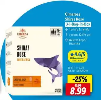 Lidl Cimarosa Shiraz Rosé 3-l-Bag-in-Box Angebot