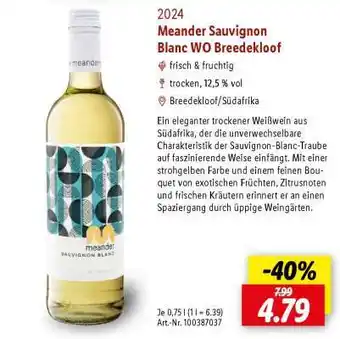 Lidl Meander Sauvignon Blanc WO Breedekloof Angebot