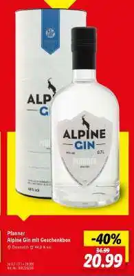 Lidl Pfanner Alpine Gin mit Geschenkbox Angebot