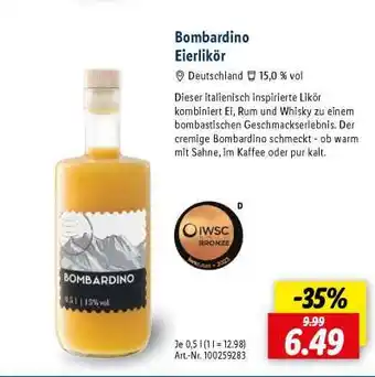 Lidl Bombardino Eierlikör Angebot