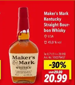 Lidl MAKER'S MARK Kentucky Straight Bourbon Whisky Angebot