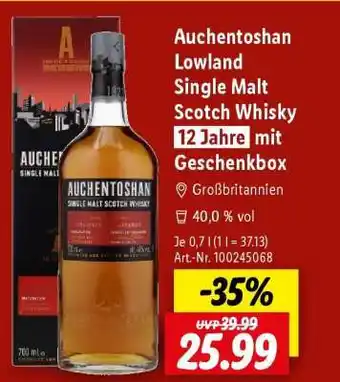 Lidl Auchentoshan Lowland Single Malt Scotch Whisky 12 Jahre mit Geschenkbox Angebot