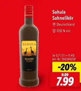 Lidl Sahula Sahnelikör Angebot