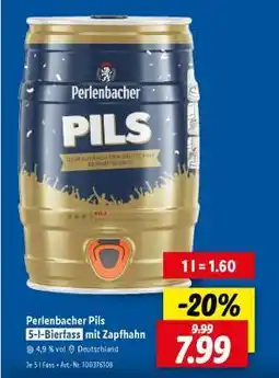 Lidl Perlenbacher Pils 5-l-Bierfass mit Zapfhahn Angebot