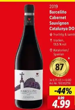 Lidl Barceliño Cabernet Sauvignon Catalunya DO Angebot