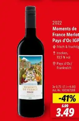 Lidl Moments de France Merlot Pays d'Oc IGP Angebot
