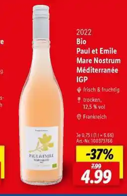 Lidl BIO Paul et Emile Mare Nostrum Méditerranée IGP Angebot