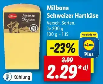 Lidl Milbona schweizer hartkäse Angebot