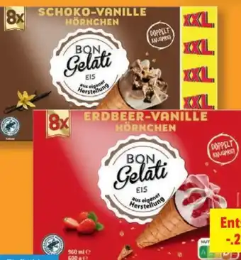 Lidl Bon Gelati Waffeltüten Schoko-Vanille XXL Angebot
