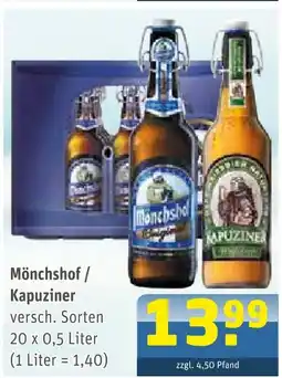 Getränke Arena Mönchshof / kapuziner Angebot