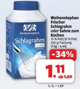 Markant Weihenstephan frischer schlagrahm oder sahne zum kochen Angebot