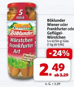 Markant Böklunder wiener oder frankfurter oder geflügel-würstchen Angebot
