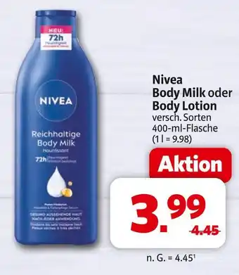 Markant Nivea body milk oder body lotion Angebot