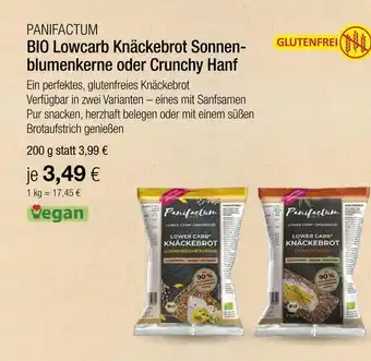 Vitalia Panifactum bio lowcarb knäckebrot sonnenblumenkerne oder crunchy hanf Angebot