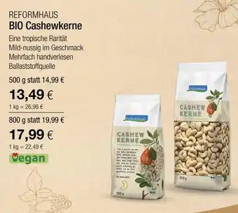 Vitalia Reformhaus bio cashewkerne Angebot