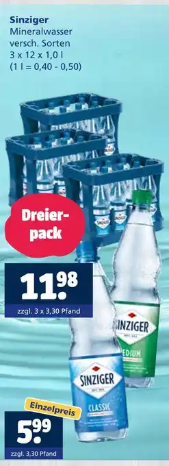 Getränkewelt Sinziger mineralwasser Angebot