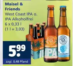 Getränkewelt Maisel & friends west coast ipa o. ipa alkoholfrei Angebot