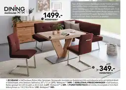 Multipolster Eckbank, edelstahl-freischwinger oder funktionstisch Angebot