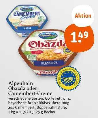 tegut Alpenhain obazda oder camembert-creme Angebot