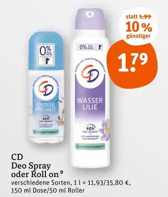 tegut Cd deo spray oder roll on Angebot