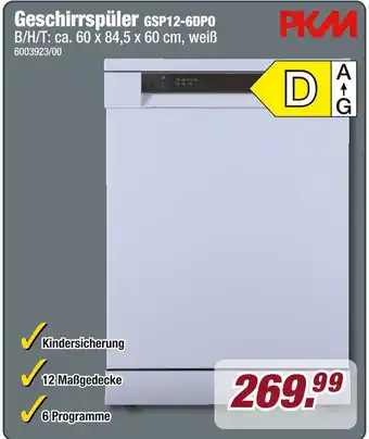 Poco Pkm geschirrspüler gsp12-6dp0 Angebot