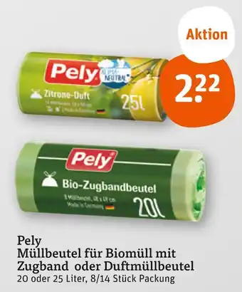 tegut Pely müllbeutel für biomüll mit zugband oder duftmüllbeutel Angebot
