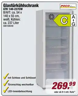 Poco Poco line glastürkühlschrank gtk 140-237cw Angebot