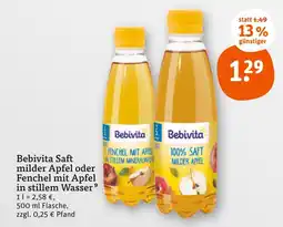 tegut Bebivita saft milder apfel oder fenchel mit apfel in stillem wasser Angebot