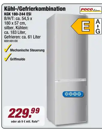 Poco Pocoline kühl-/gefrierkombination kgk 180-244 esi Angebot