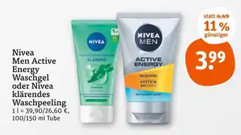tegut Nivea nivea men active energy waschgel oder nivea klärendes waschpeeling Angebot