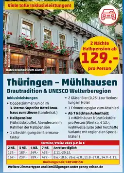 PENNY Hotel brauhaus zum löwen thüringen – mühlhausen brautradition & unesco welterberegion Angebot
