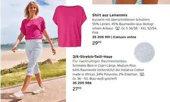 Tchibo Shirt aus leinenmix oder 3/4-stretch-twill-hose Angebot