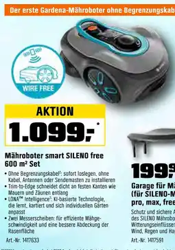 OBI Gardena mähroboter smart sileno free 600 m² set Angebot