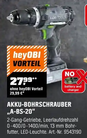 OBI Akku-bohrschrauber „a-bs-20“ Angebot