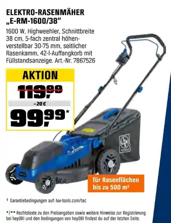 OBI Elektro-rasenmäher „e-rm-1600/38“ Angebot