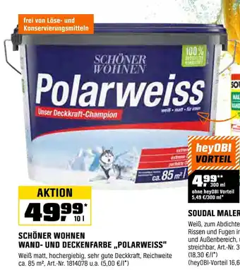 OBI Schöner wohnen wand- und deckenfarbe „polarweiss“ Angebot