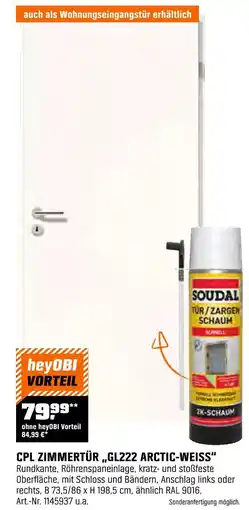 OBI Soudal cpl zimmertür „gl222 arctic-weiss“ Angebot