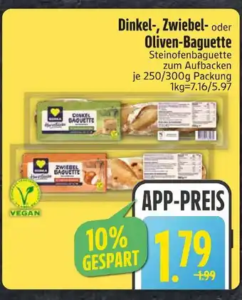 Edeka Herzbacker dinkel-, zwiebel- oder oliven-baguette Angebot