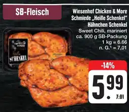 E-Center Wiesenhof chicken & more schmiede „heiße schenkel“ hähnchen schenkel Angebot
