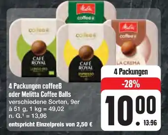 E-Center Coffeeb 4 packungen coffeeb oder melitta coffee balls Angebot